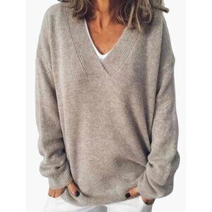 Pappya Yuluosha Brown Plain V-Neck Sweater Women's Size XXL New with Tags in Pac